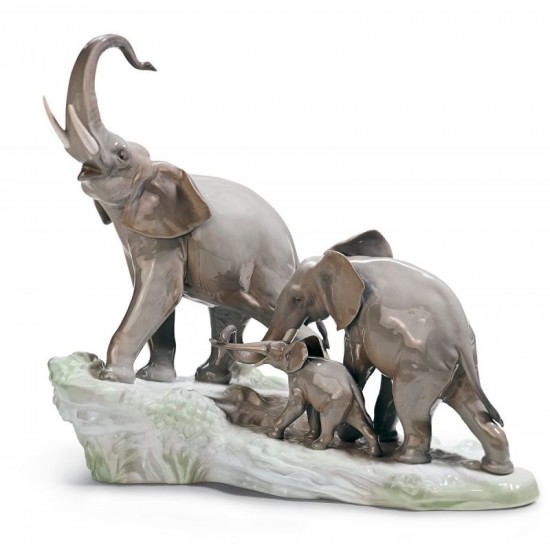 Elephants Walking Figurine