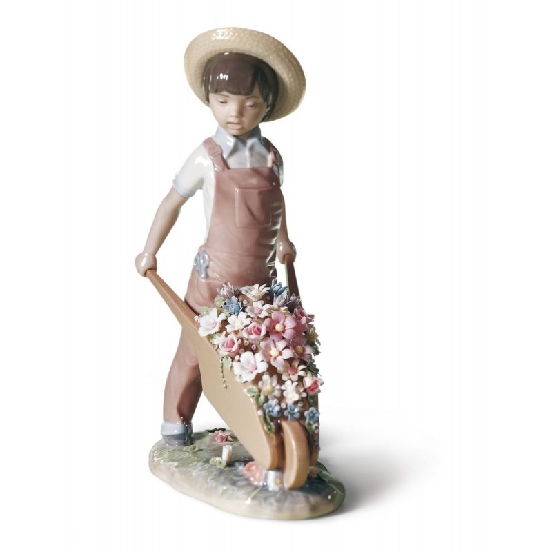 Figura de porcelana de Lladró Carretilla con flores