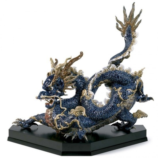 Figura de porcelana Lladró Gran Dragón (azul esmaltes)
