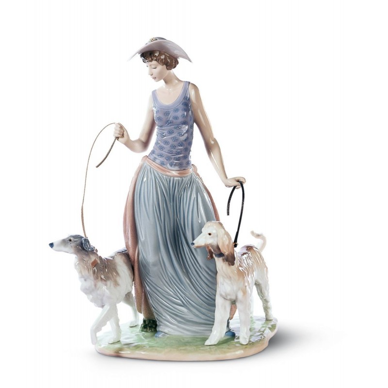 Figura de porcelana de Lladró Dama con perros