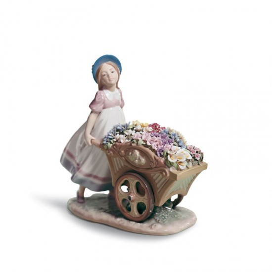 Figura de porcelana de Lladró Con flores al mercado