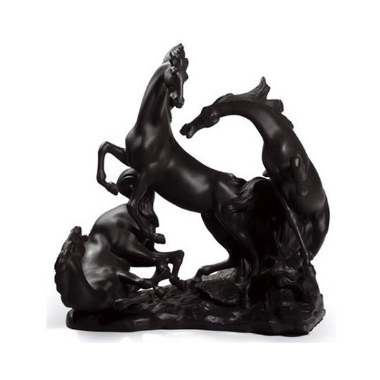 Figura de porcelana de Lladró Grupo Caballos (Negro)