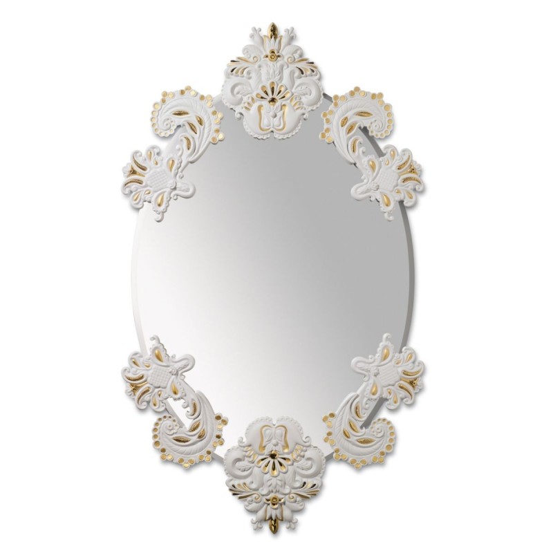 Espejo oval sin marco (blanco / oro)