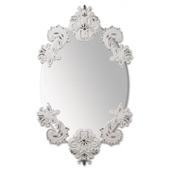 Espejo oval sin marco (blanco / plata)