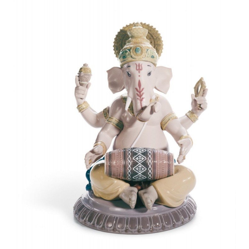 Figura de porcelana Lladró Ganesha con mridangam