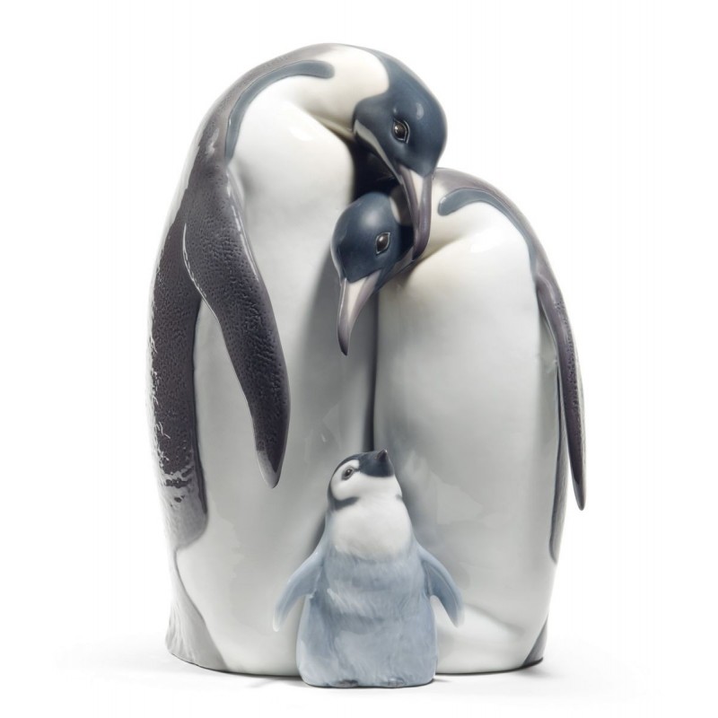 Figura de porcelana de Lladró Familia de pingüinos