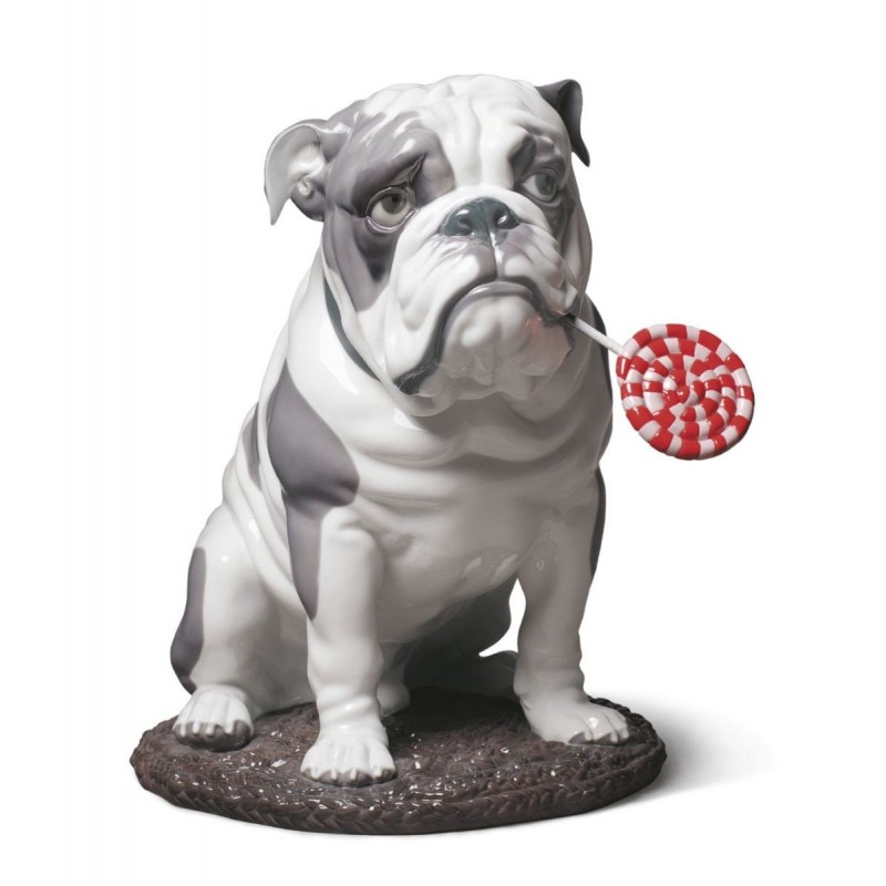 Figura de porcelana de Lladró Bulldog con piruleta