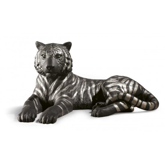 Figura de porcelana de Lladró Tigre (negro-plata)