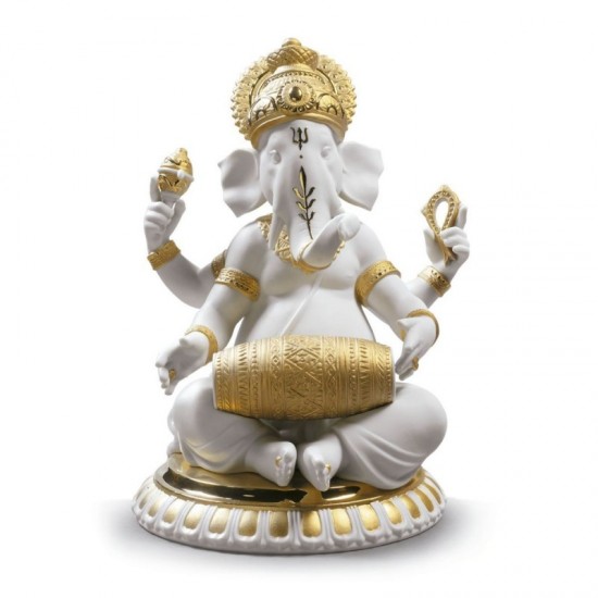 Ganesha con Mridangam (Re-Deco dorado)