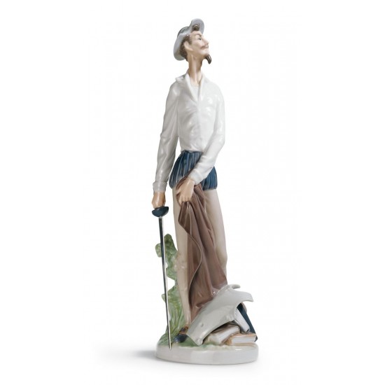 Figura de porcelana de Lladró Don Quijote Erguido (Blanco)