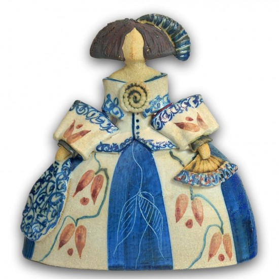 Menina de cerámica de Rosa Elordui M-11 Vestido Azul