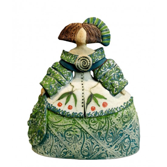 Ceramic Menina by Rosa Luis Elordui M-18 Green Dress