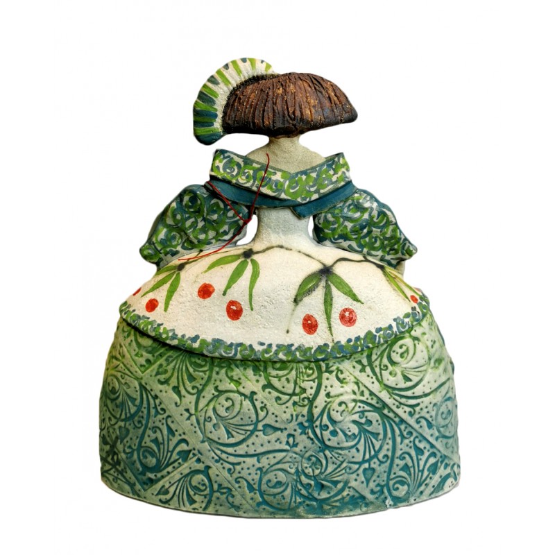 Ceramic Menina by Rosa Luis Elordui M-18 Green Dress_back view