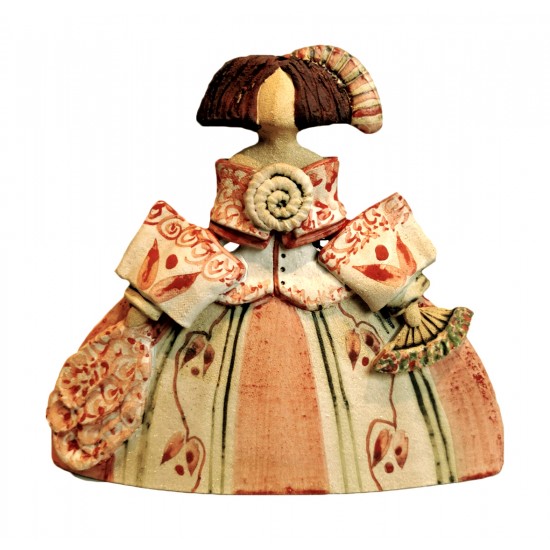 Figurine en céramique de Rosa Elordui Menina M-8 Robe Rouge