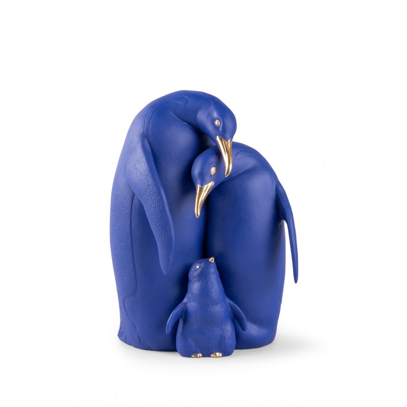 Figura de porcelana Lladró Familia de pingüinos (azul-dorado)