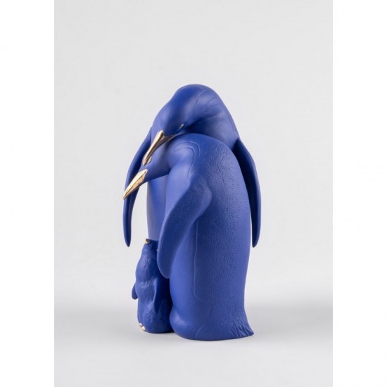 Figura de porcelana Lladró Familia de pingüinos (azul-dorado)_perfíl