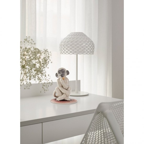 Figurine en porcelaine de Lladró d'un singe blanc