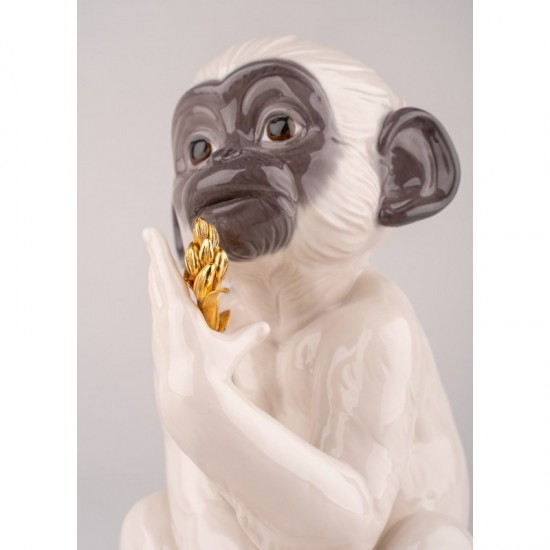 Figurine en porcelaine de Lladró d'un singe blanc