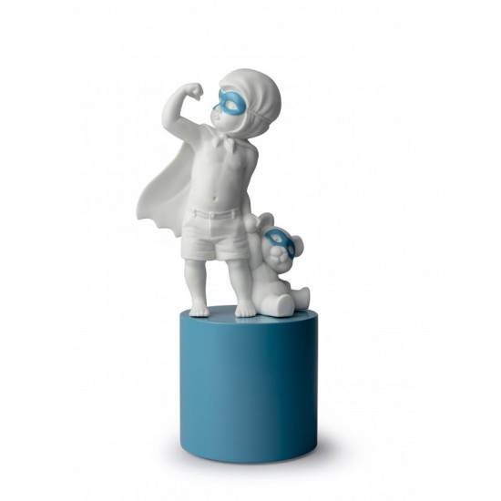 Figurine en porcelaine Lladró Bébé super-héros avec ours en peluche