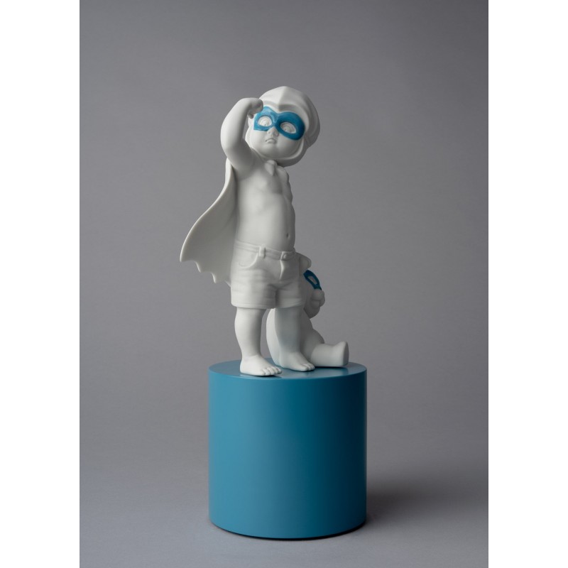 Lladró porcelain figurine Baby superhero with teddy bear profile