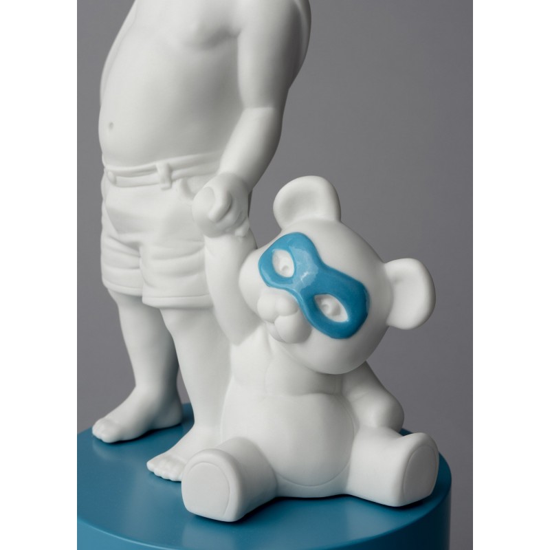 Lladró porcelain figurine Baby superhero with teddy bear detail
