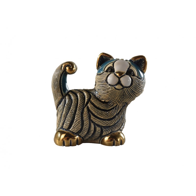 Gato juguetón de cerámica hecho a mano