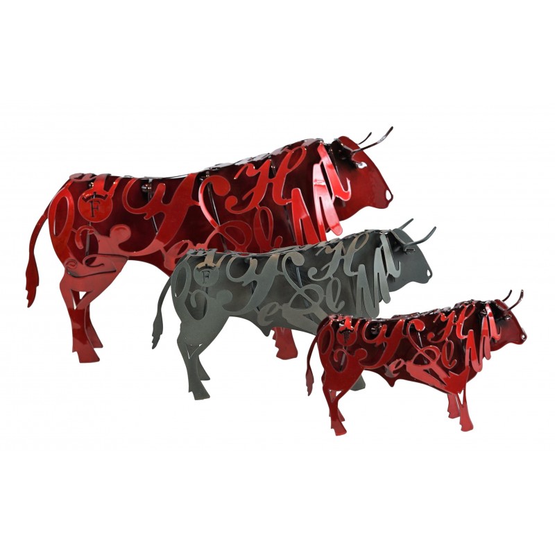 Escultura de metal Toro Forjasport Rojo_tamaños 2