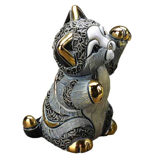 Figurine en céramique d'un chaton tigré_2