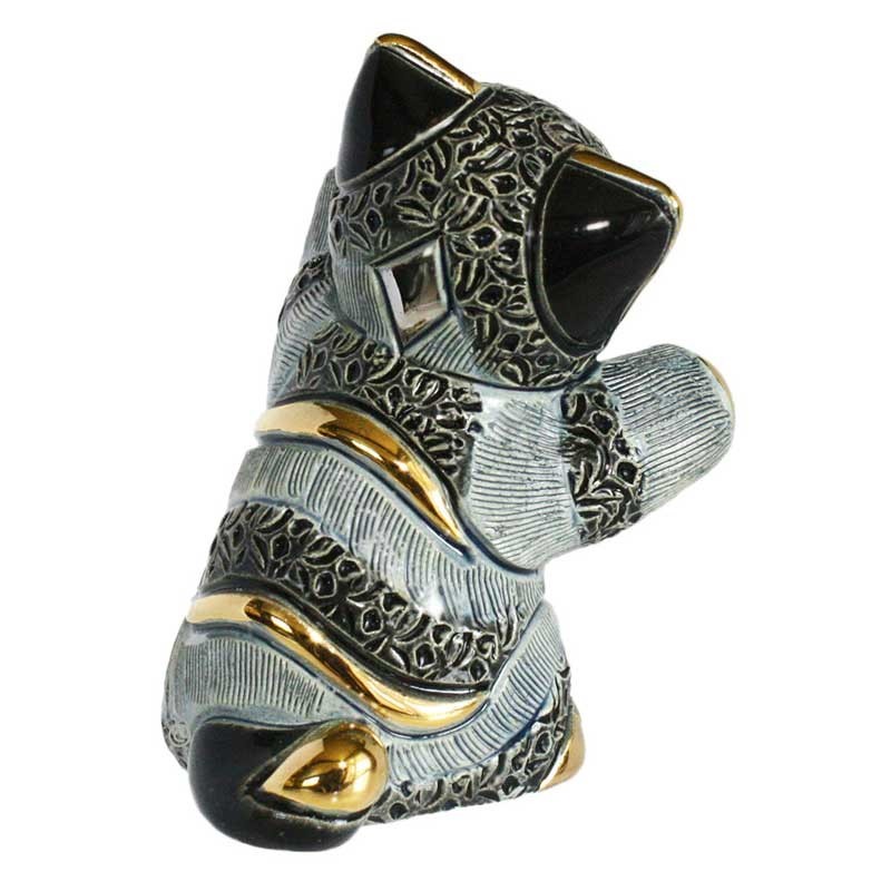 Ceramic figurine of a tabby kitten_back view