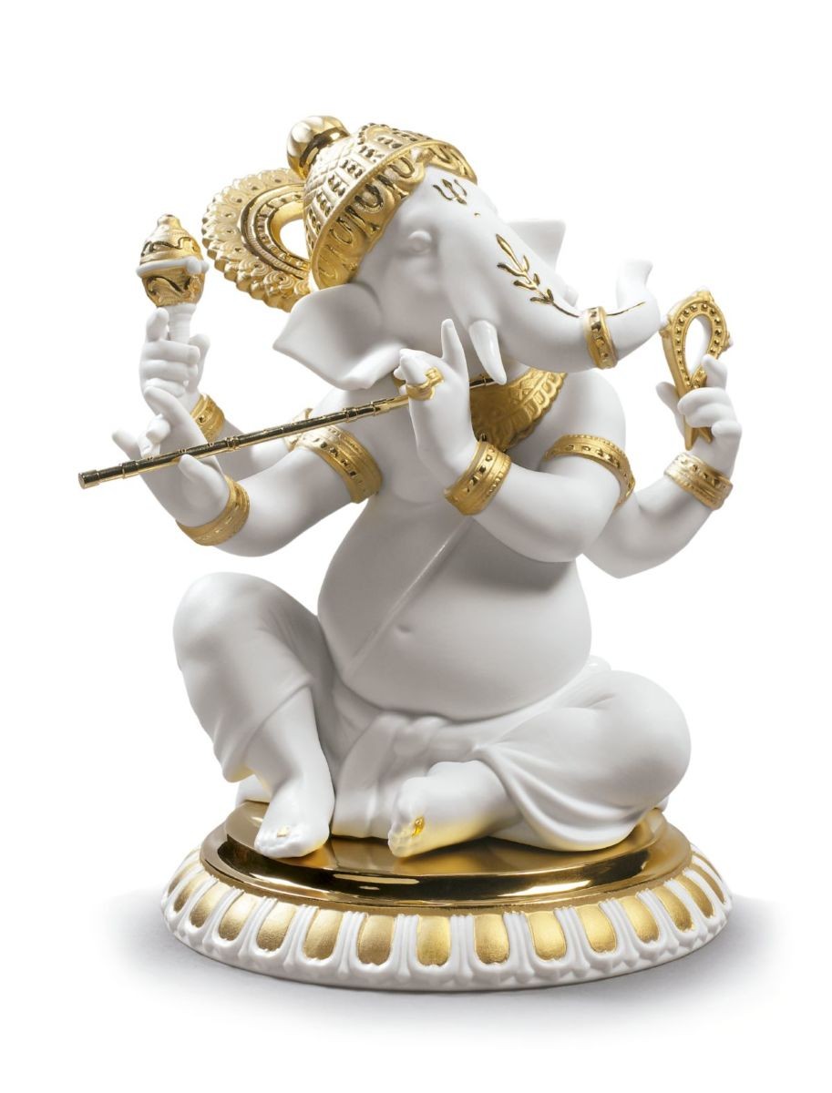 Ganesha con Bansuri (Re-Deco dorado)
